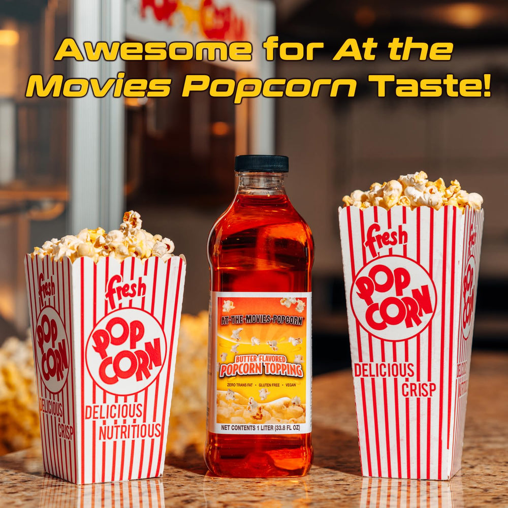 At-The-Movies-Popcorn butter topping close-up reveals rich aroma for even coverage.