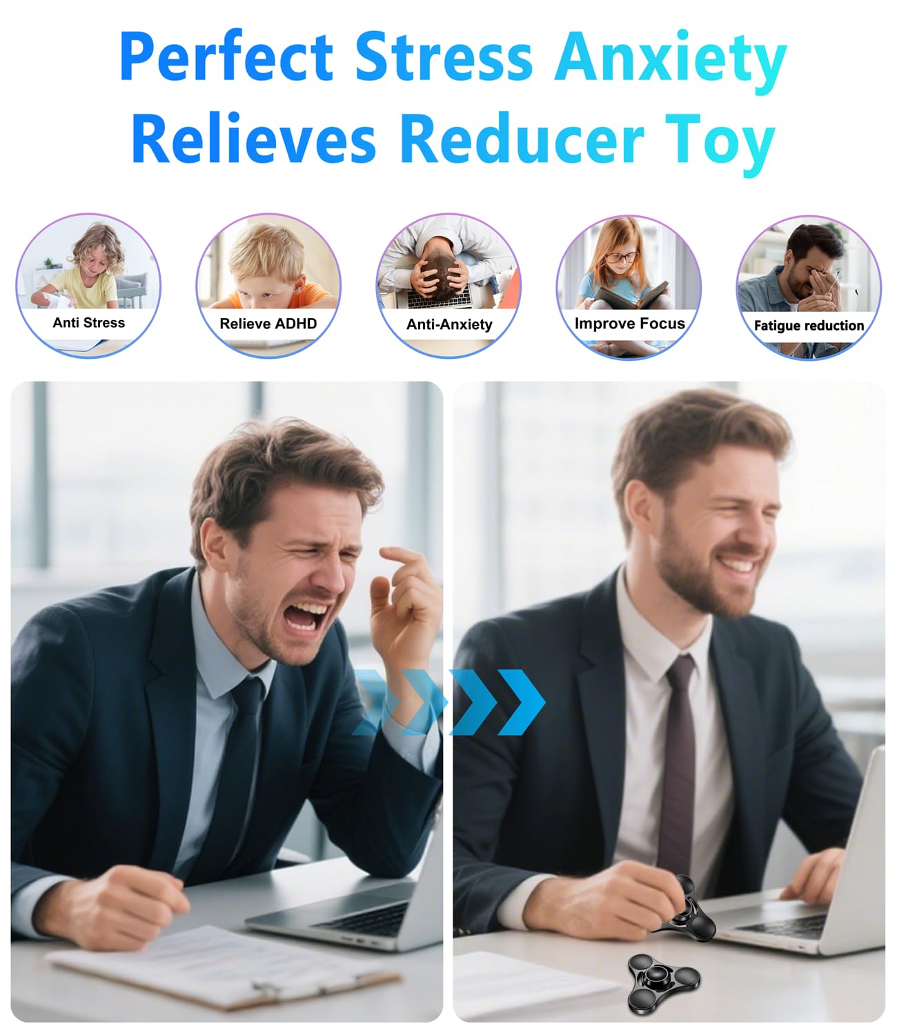 ATESSON fidget spinner in hand demonstrates easy one-handed use and stress relief.