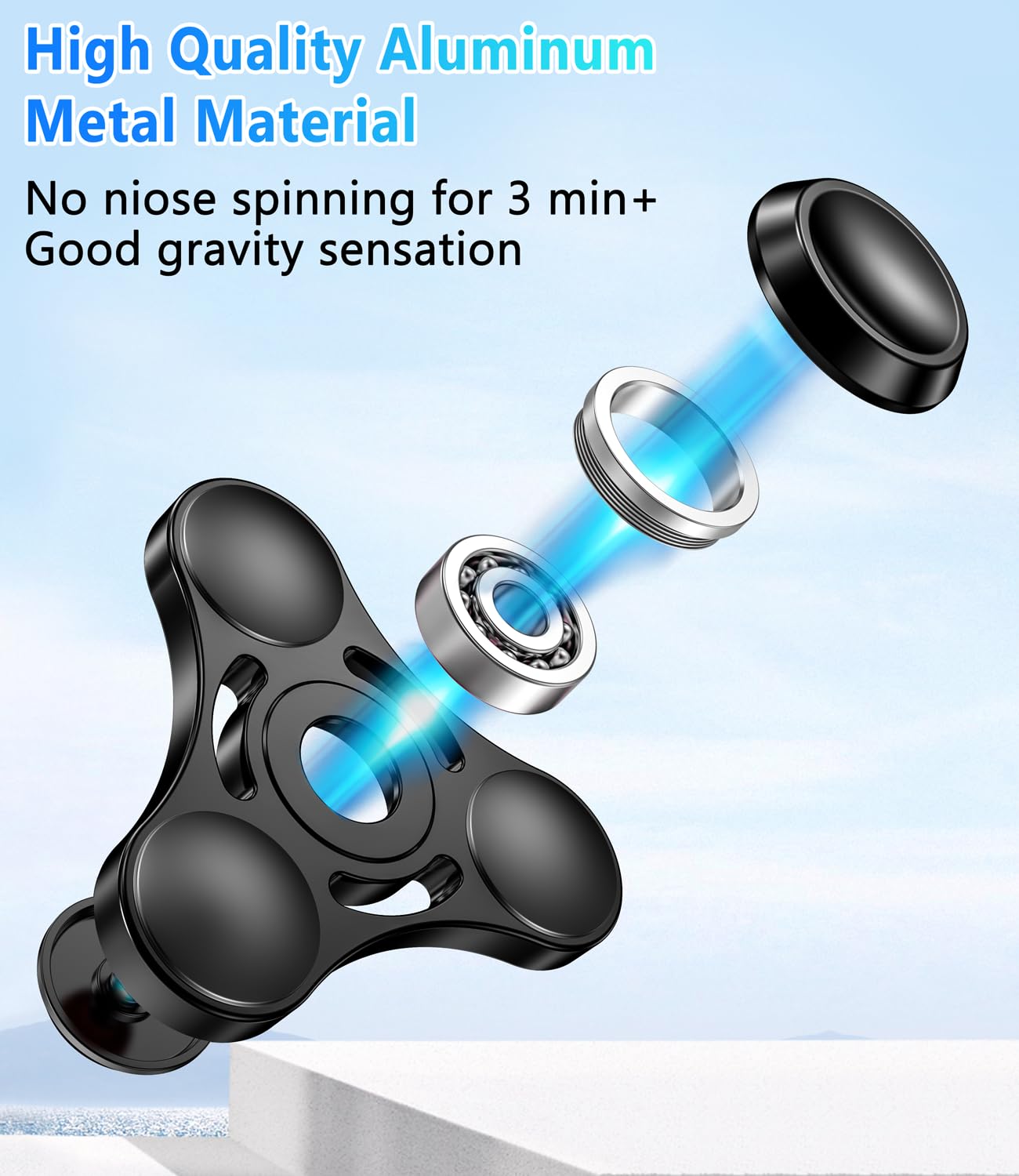 ATESSON fidget spinner side view highlighting compact, pocket-ready design for on-the-go focus.