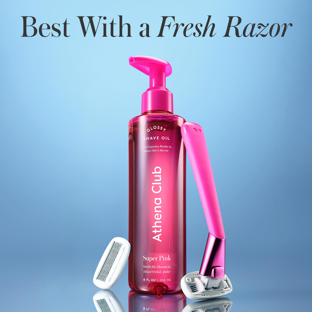Athena Club Glossy Shave Oil is dermatologist-approved for sensitive skin.