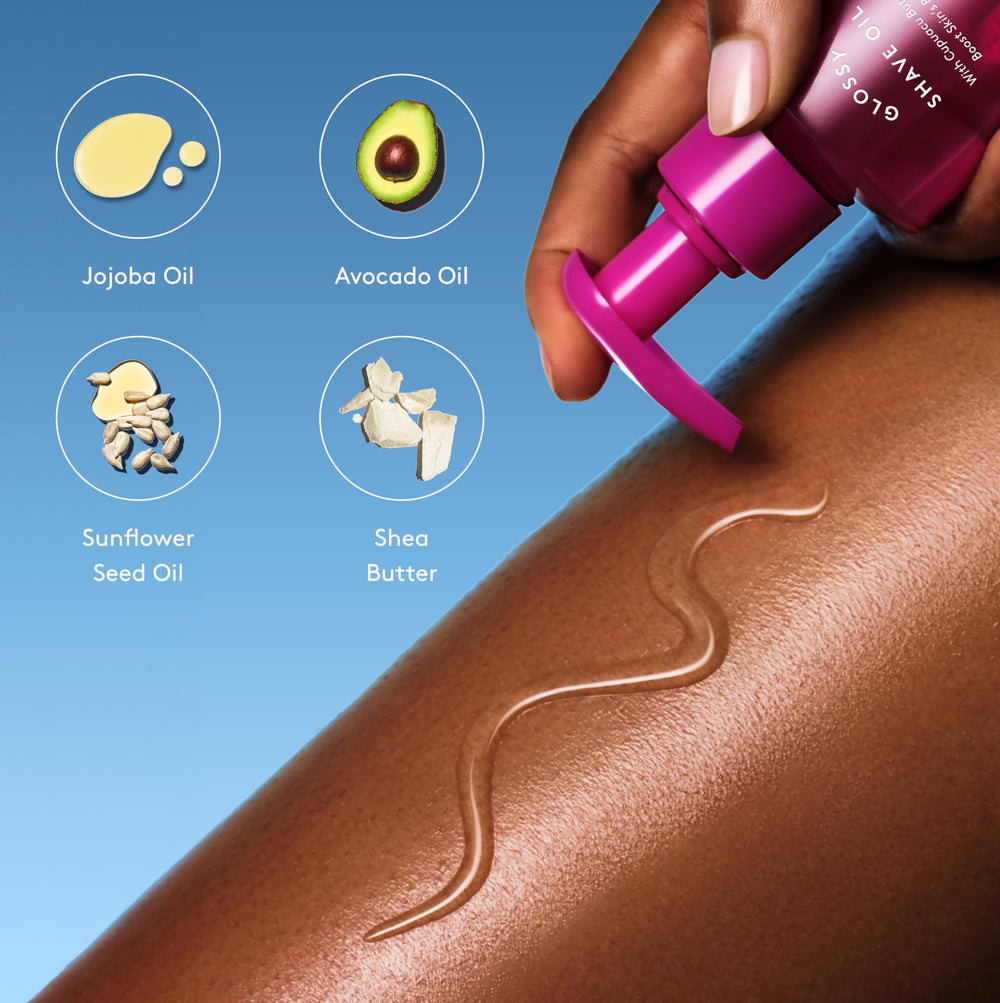 Athena Club Glossy Shave Oil creates a protective glide on skin.