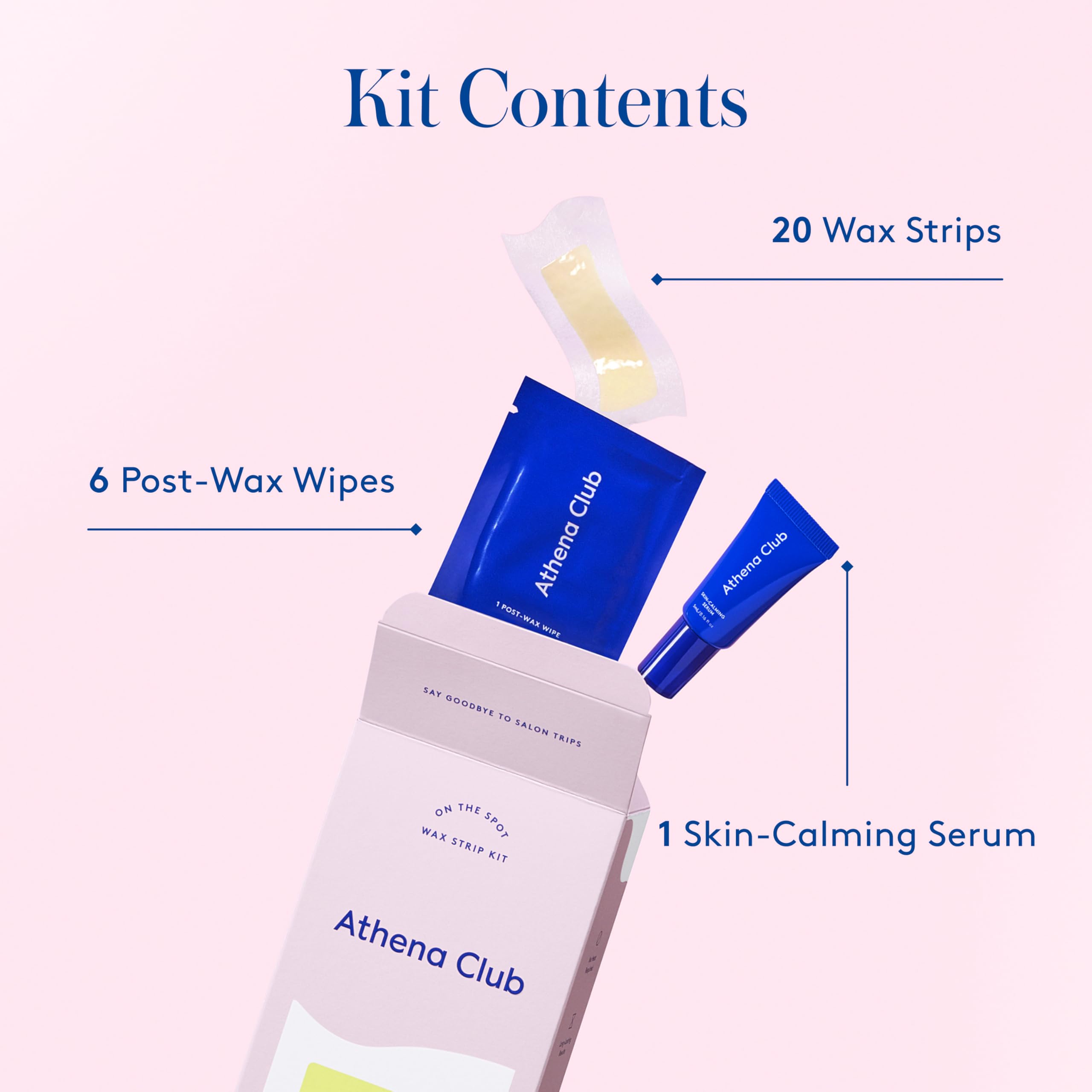Athena Club post-wax wipes cleanse and soothe the skin after waxing.