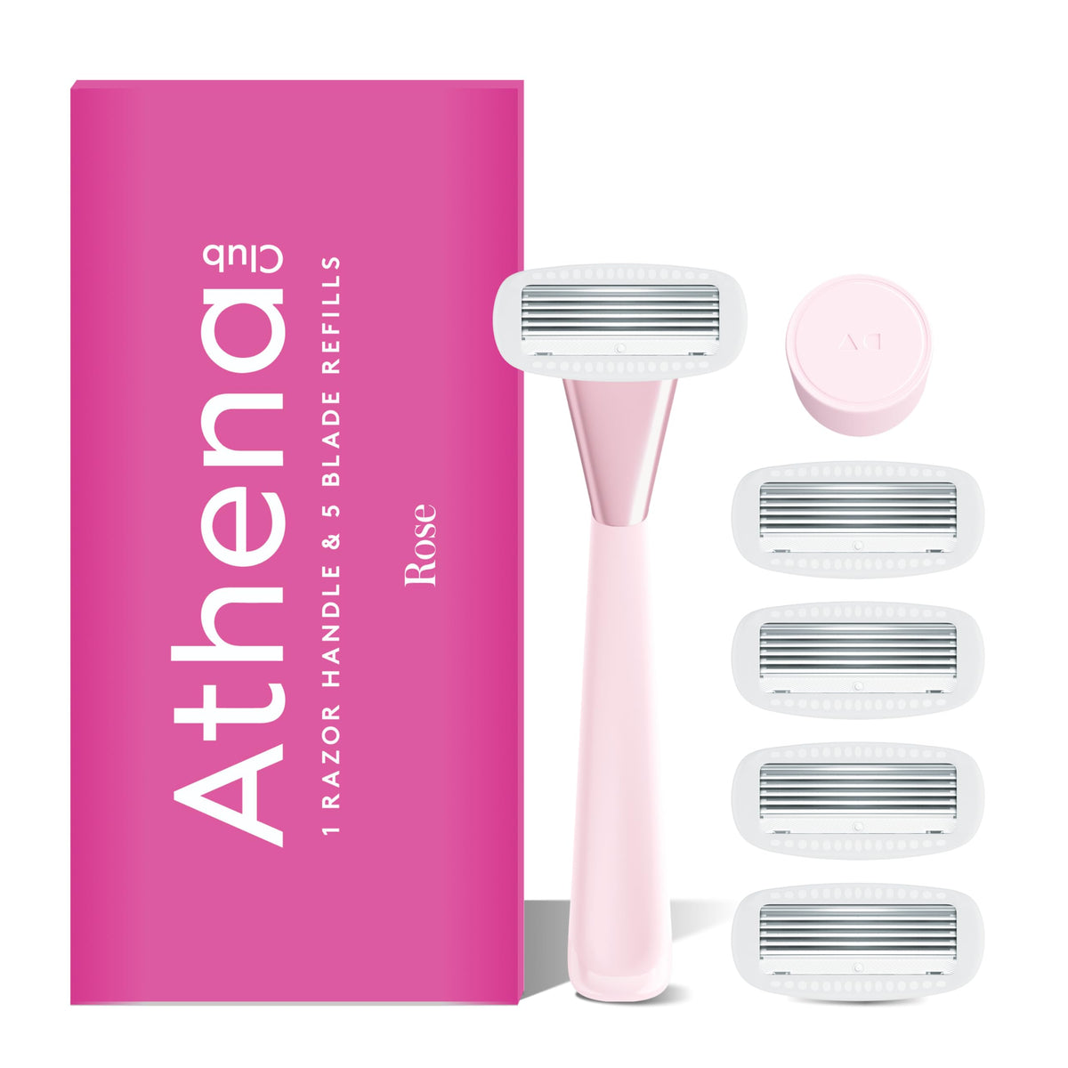 Athena Club rose razor handle with non-slip grip for comfortable shaving.