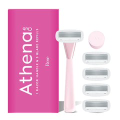 Athena Club rose razor handle with non-slip grip for comfortable shaving.