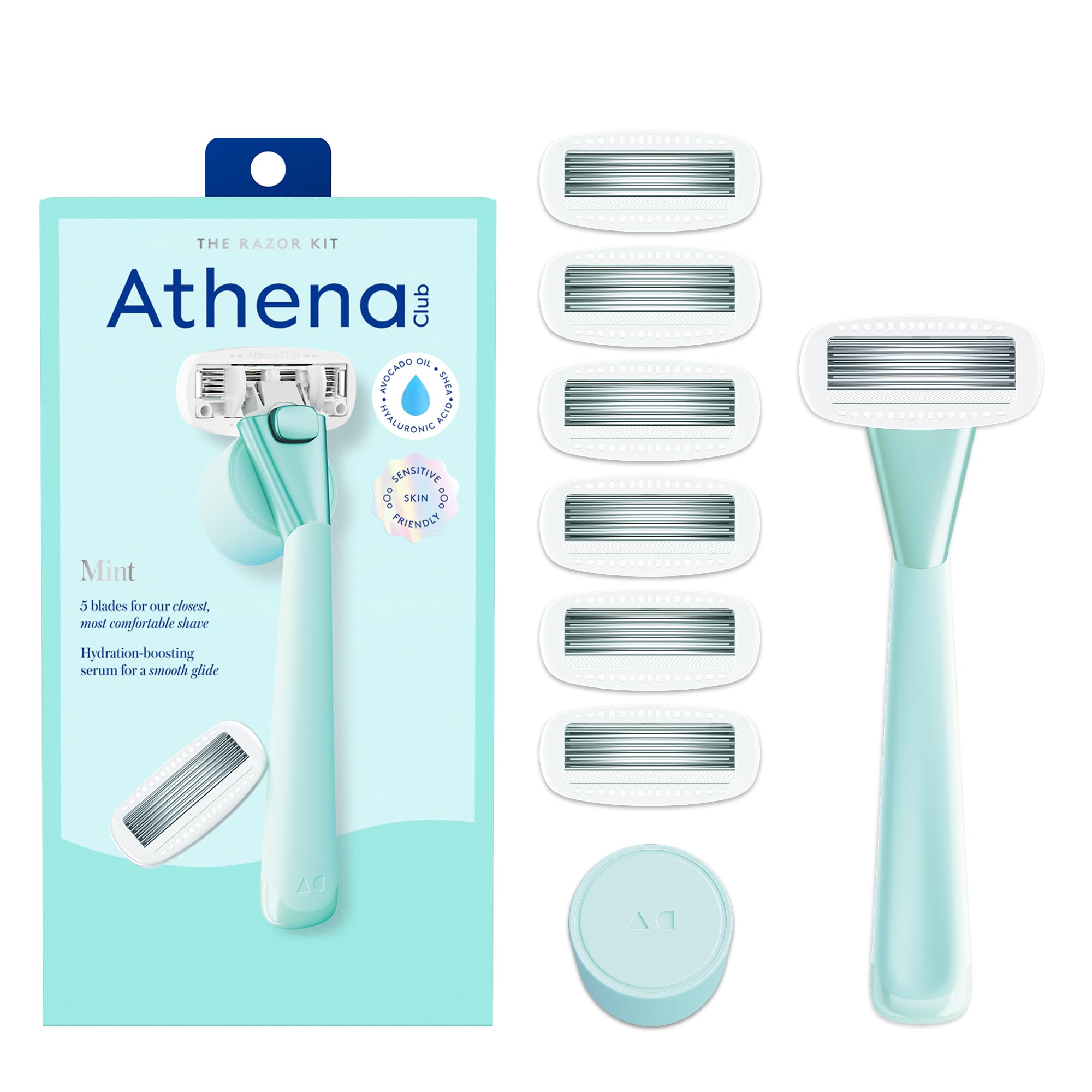 Athena Club women’s razor handle with a secure non-slip grip for comfortable shaving.