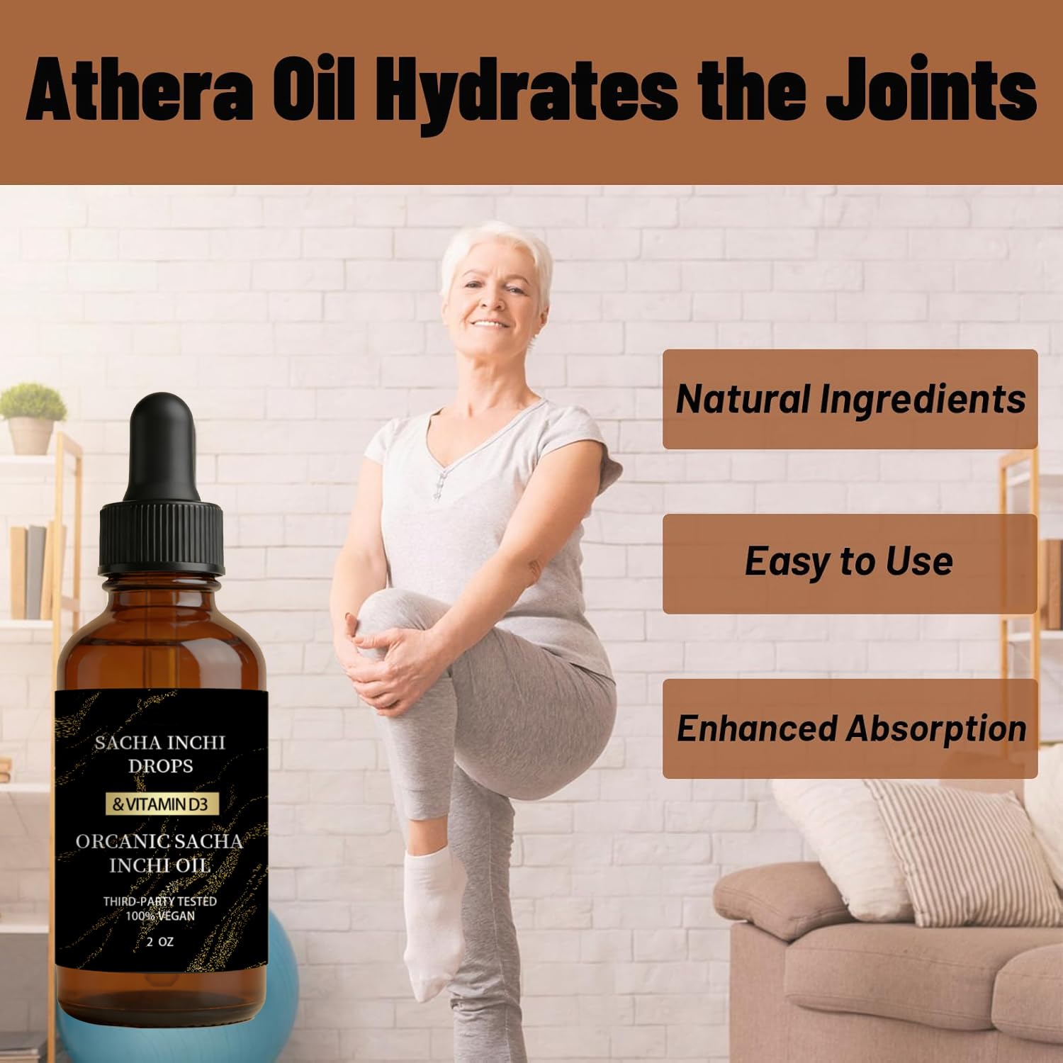Spouted spoon dispensing Athera Drops oil for easy dosing