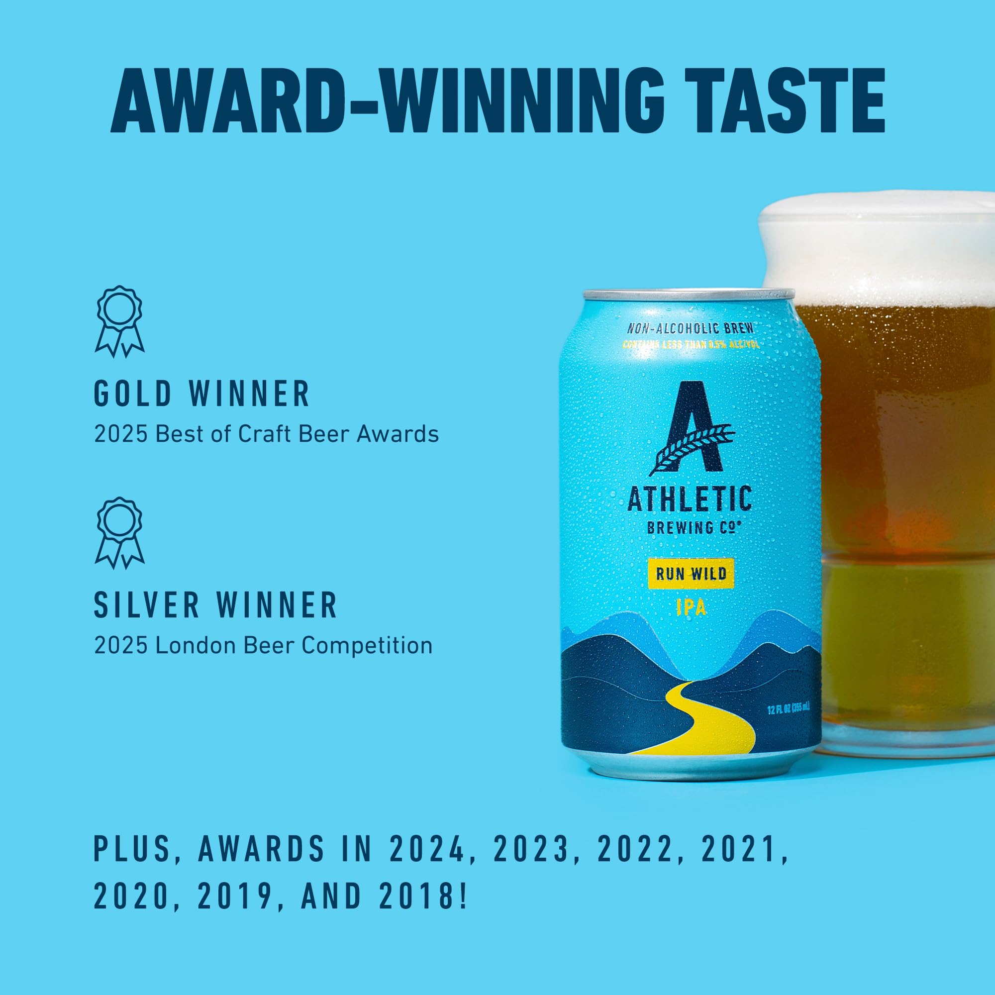 Athletic Brewing Run Wild IPA can close-up highlighting amber malt undertones.