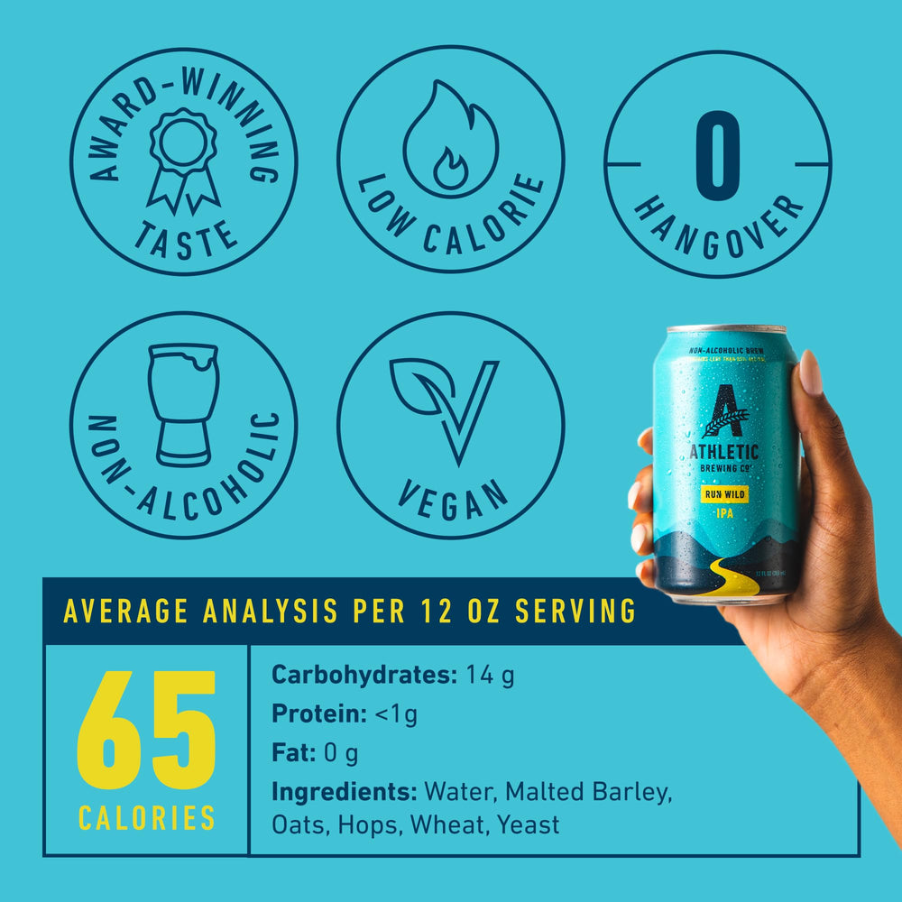 Athletic Run Wild IPA poured into glass emphasizes crisp, hoppy aroma.