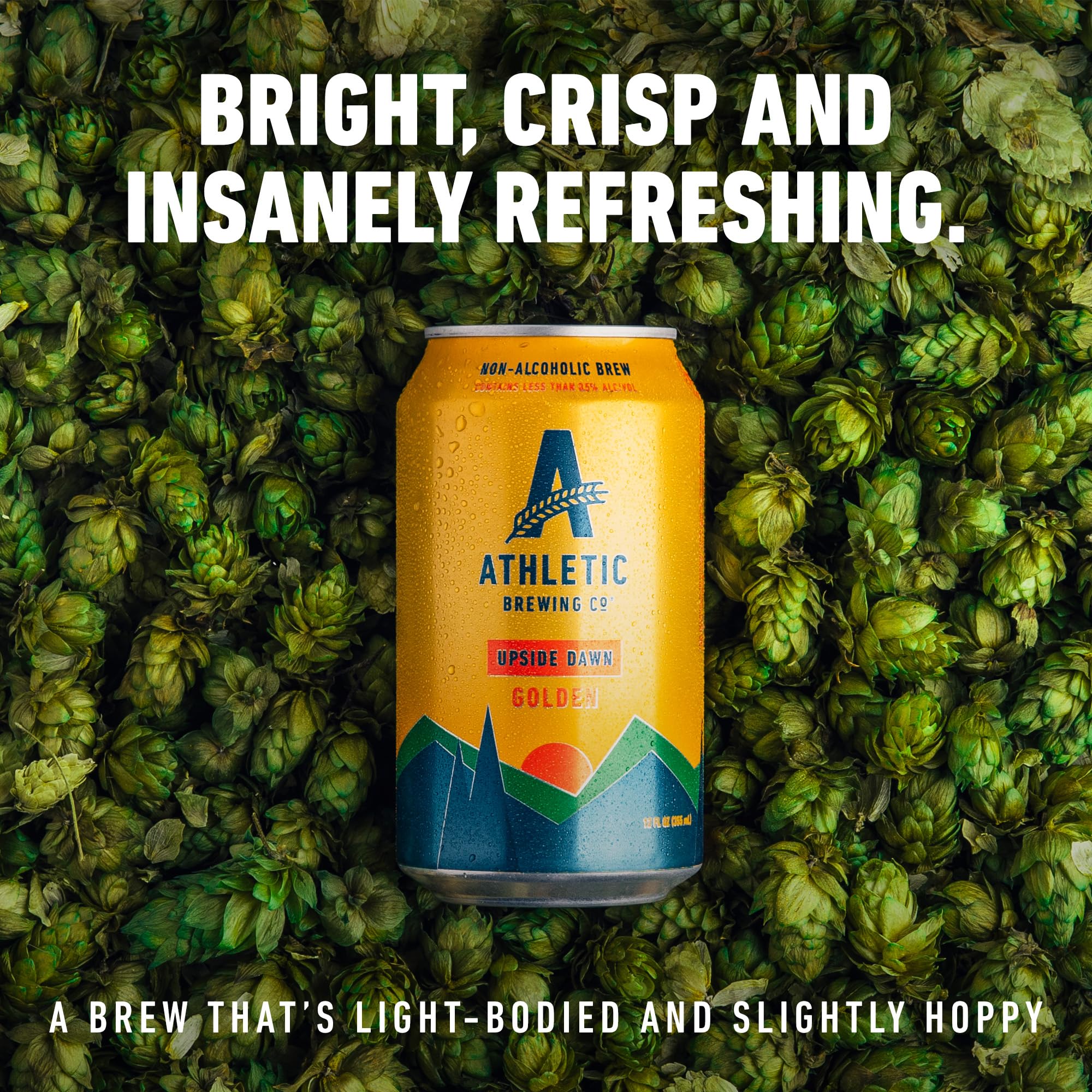 Athletic Brewing Upside Dawn label closeup highlighting honey and citrus notes.