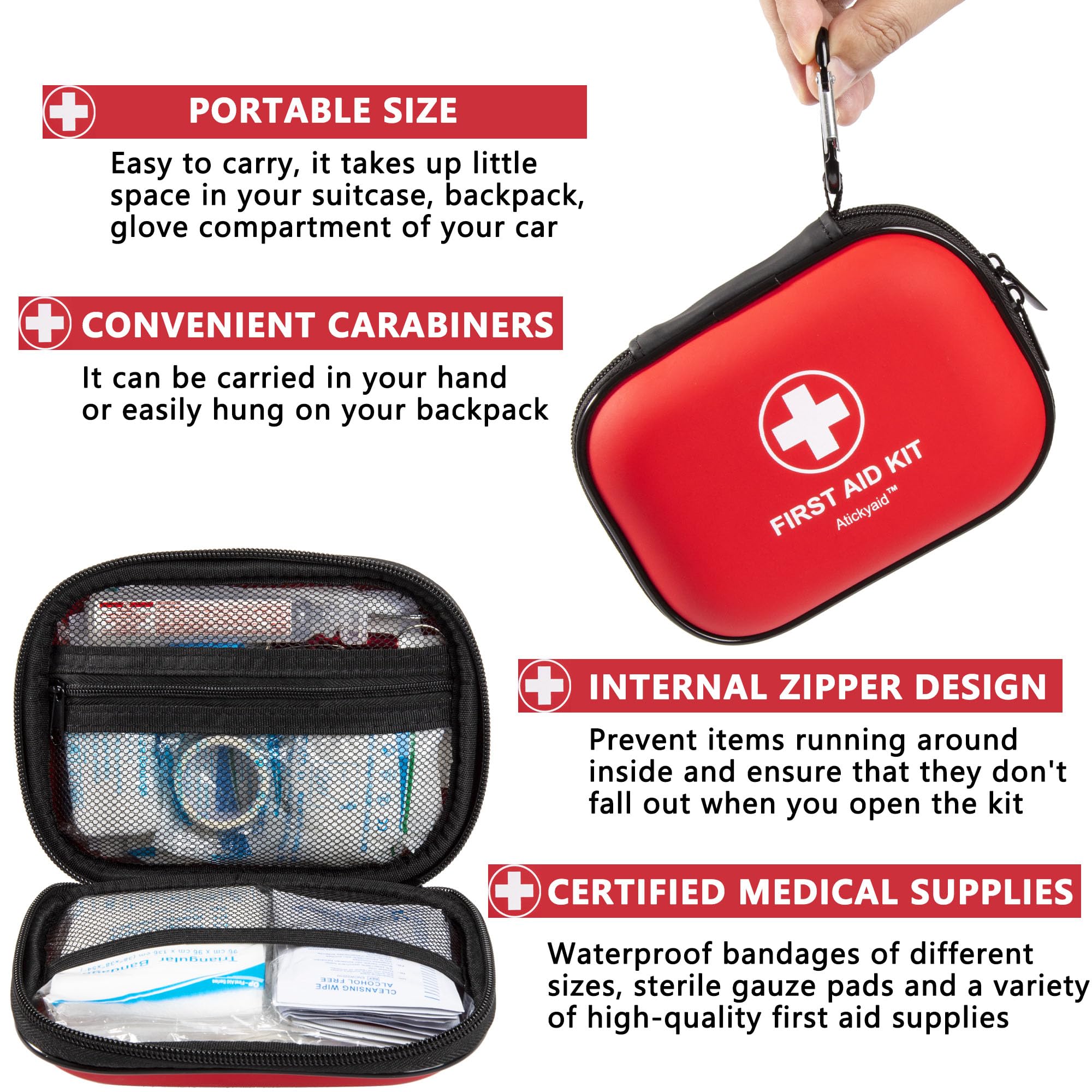Atickyaid mini first aid kit backpack-ready for travel
