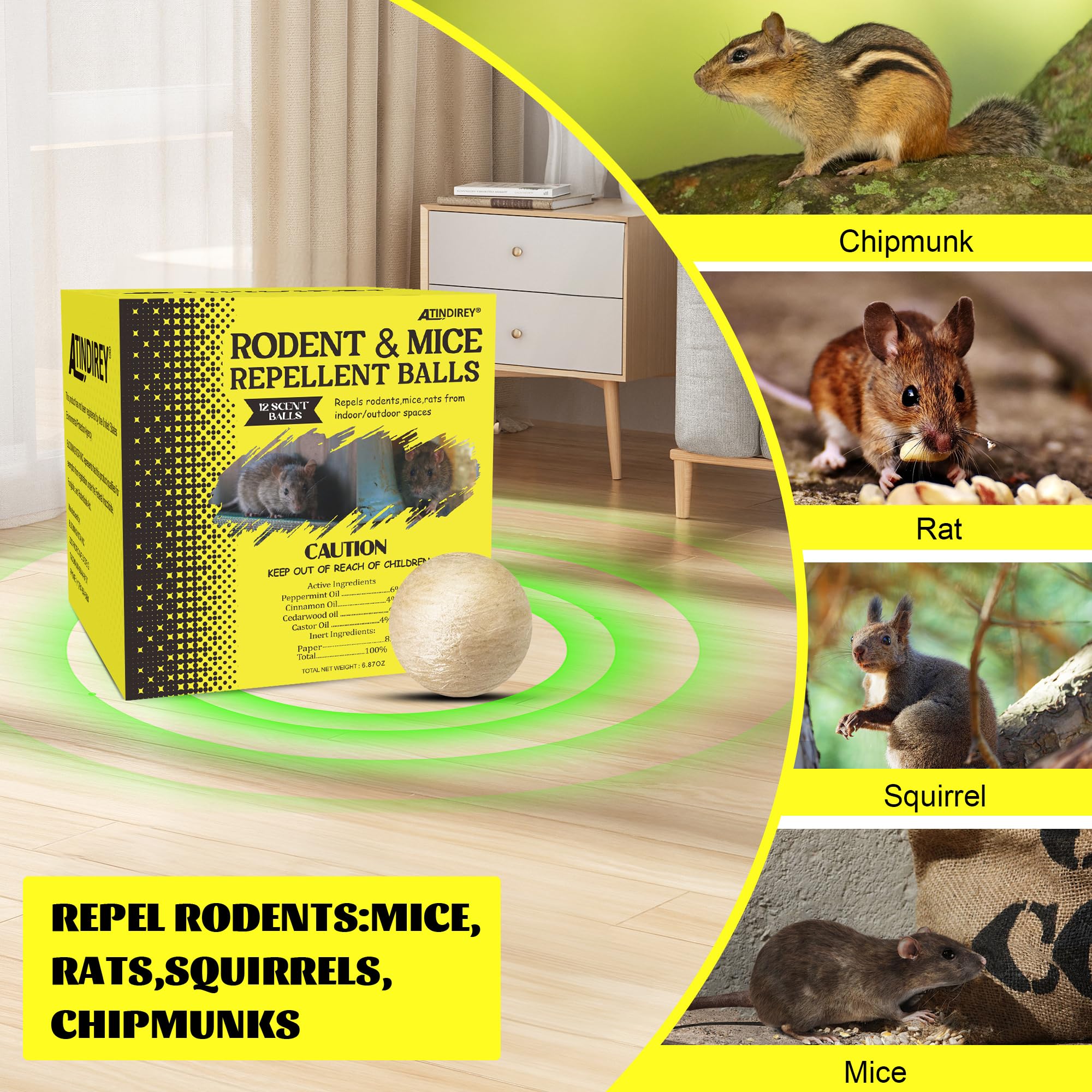 Atindirey peppermint-scent rodent-deterrent for pet-friendly home use