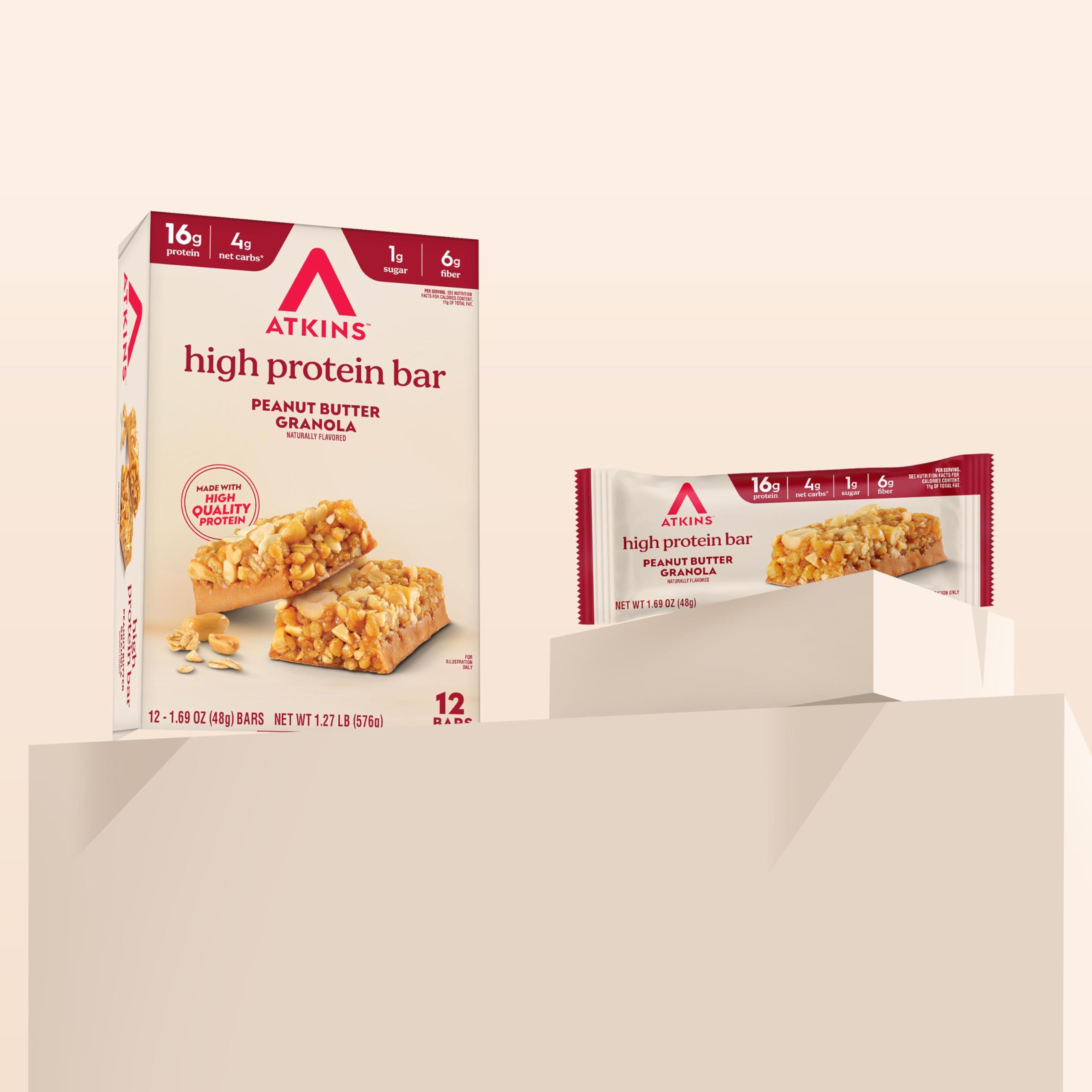 Closeup of Atkins bar ingredients highlighting fiber-rich components