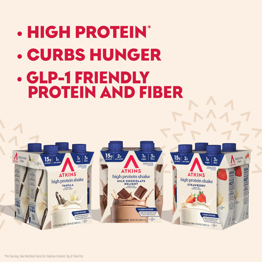 Atkins Best Sellers Milk Chocolate Delight shake glass highlighting rich chocolate flavor