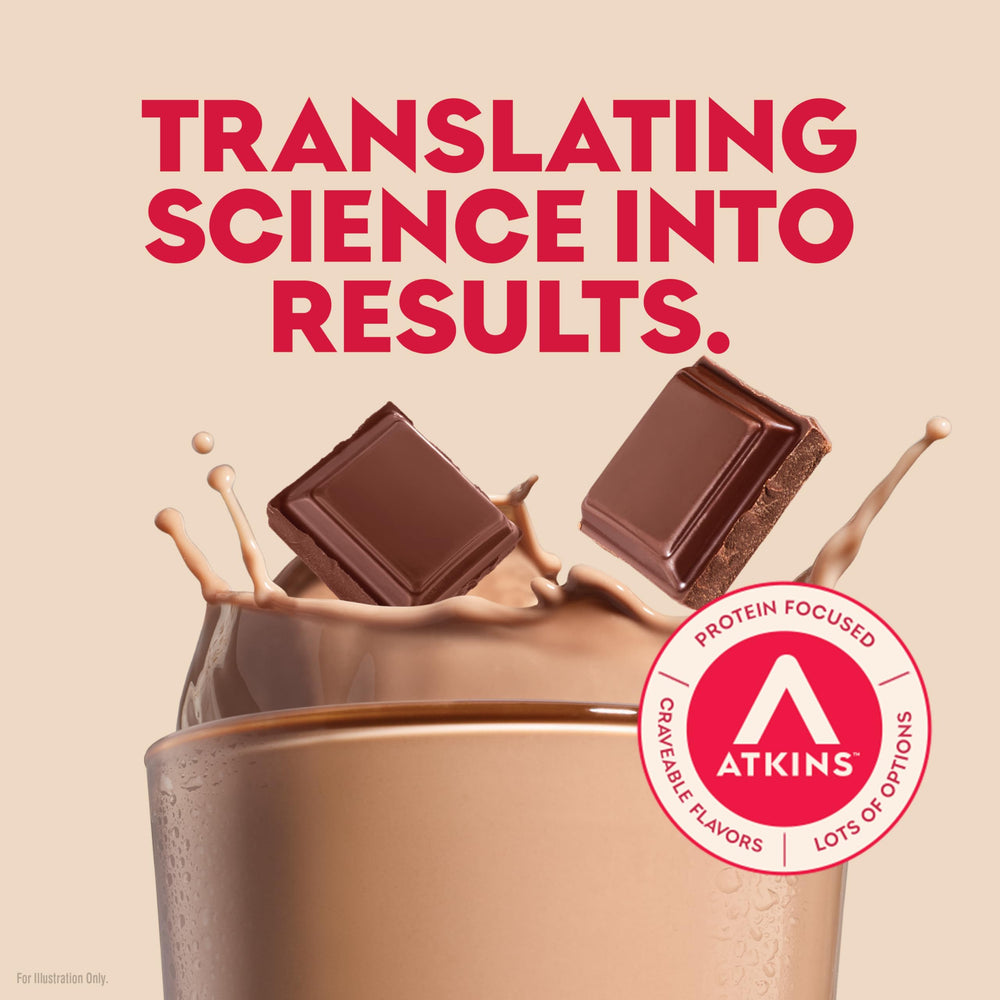 Atkins Best Sellers Vanilla shake glass highlighting smooth, versatile taste