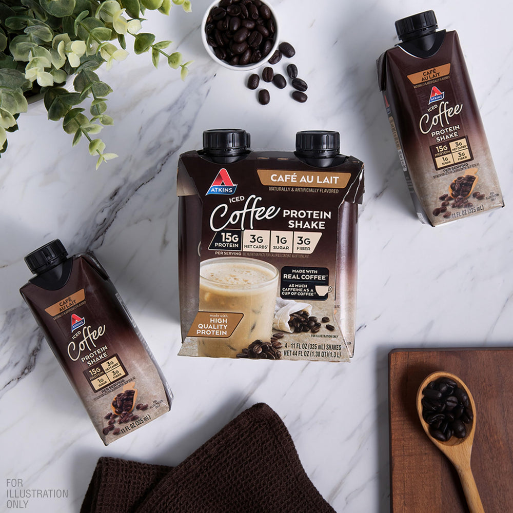 Shake on a kitchen counter—grab-and-go ready-to-drink convenience.