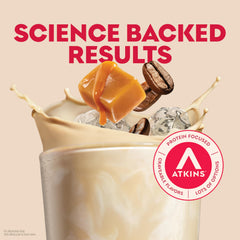 Atkins Café Caramel Iced Coffee Shake ready-to-drink demonstrates grab-and-go option.