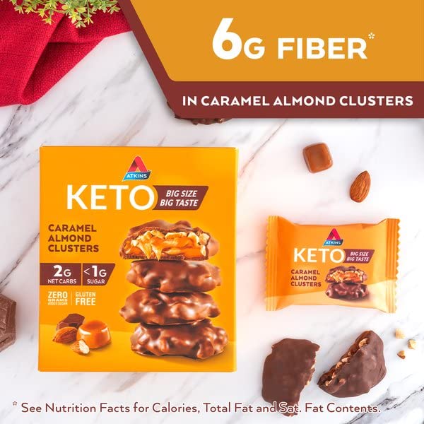 Fiber-rich Atkins almonds deliver satisfying crunch between meals.