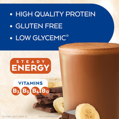 Close-up of Atkins shake label highlights vitamins per serving.
