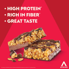 Atkins Chocolate Chip Granola Bar ingredients highlight high fiber and low sugar.