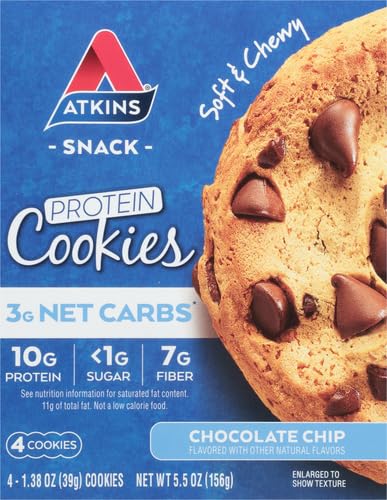 Individually wrapped Atkins protein cookie ideal for on-the-go nutrition.