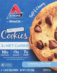 Individually wrapped Atkins protein cookie ideal for on-the-go nutrition.