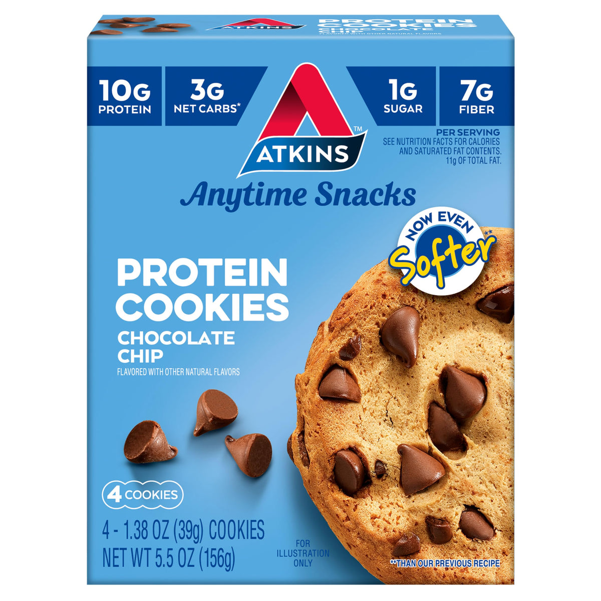 Atkins Chocolate Chip Protein Cookie pack for a convenient keto-friendly snack.