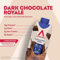 Atkins Dark Chocolate Royale pour reveals a velvety, ready-to-drink texture.
