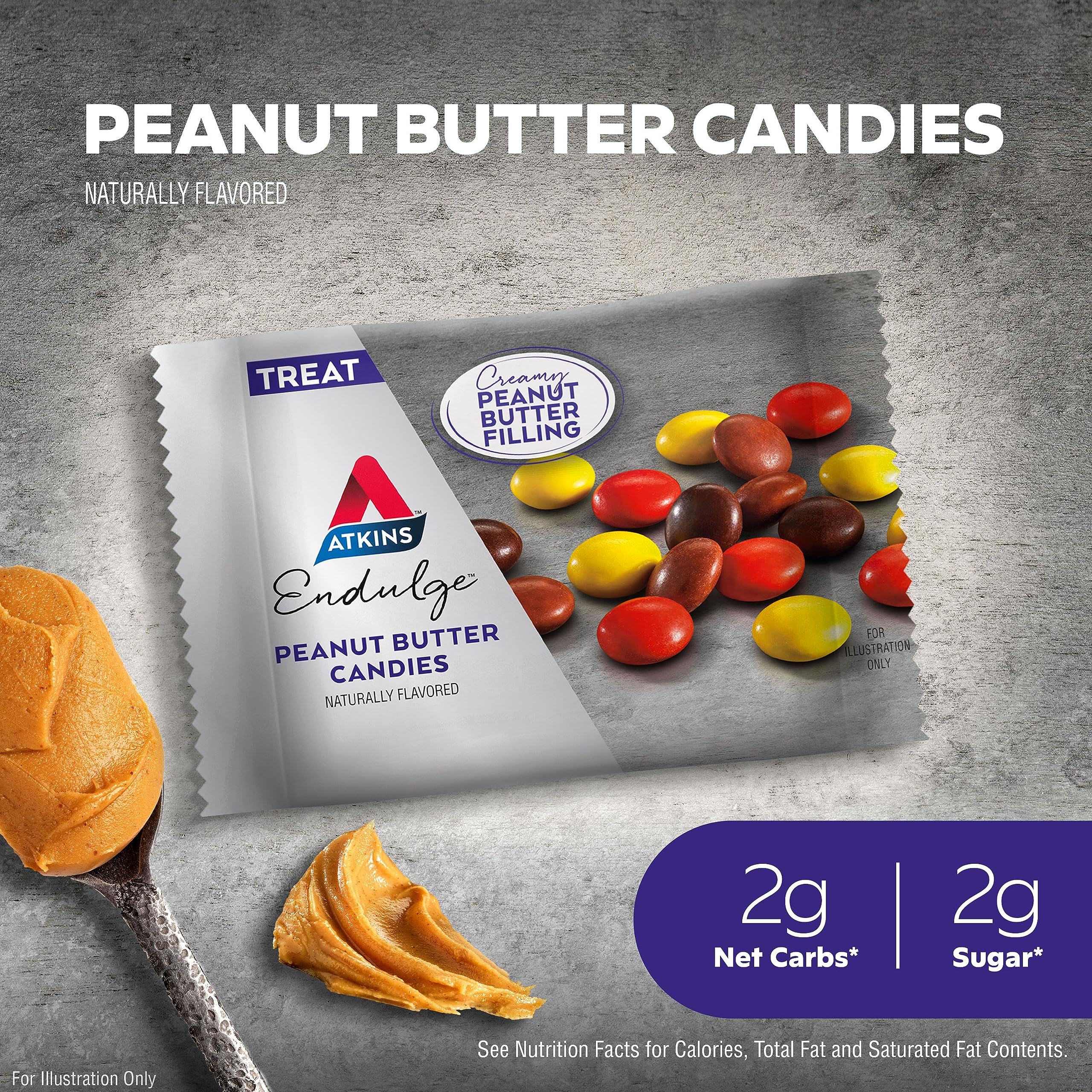 Atkins Endulge creamy peanut butter filling close-up, highlighting smooth texture.
