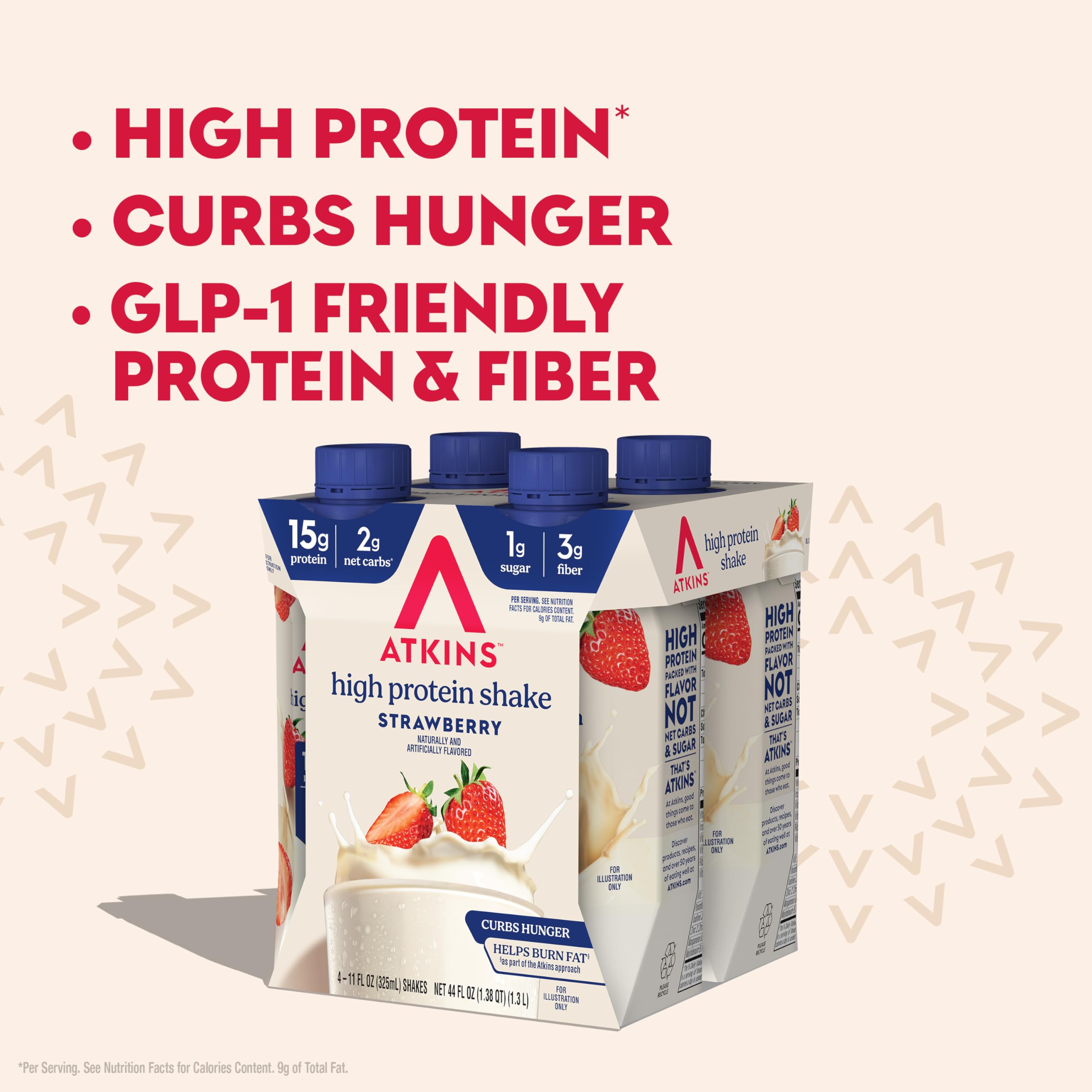 Atkins Gluten Free Strawberry Shake label signals gluten-free formula.