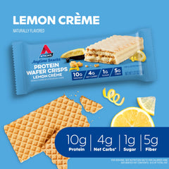 Atkins Lemon Crème Wafer Crisps individual wafers 1.27oz for portion-controlled snacking