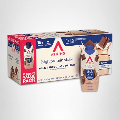Atkins Milk Chocolate Delight Shake keto-friendly label for low-carb diets