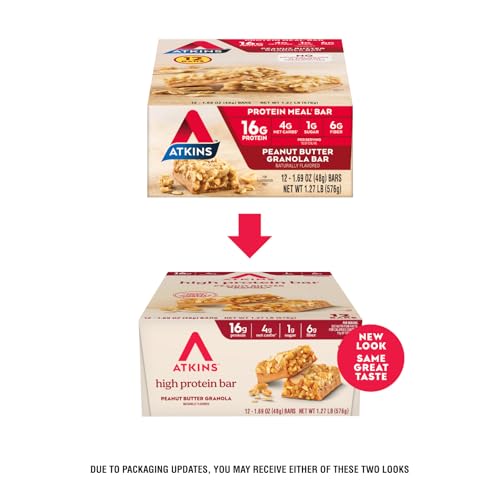 Atkins Peanut Butter Granola Bar side view showing chewy texture for energy