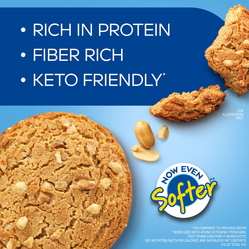 Multiple Atkins cookies in a 4-count box for family snacking.