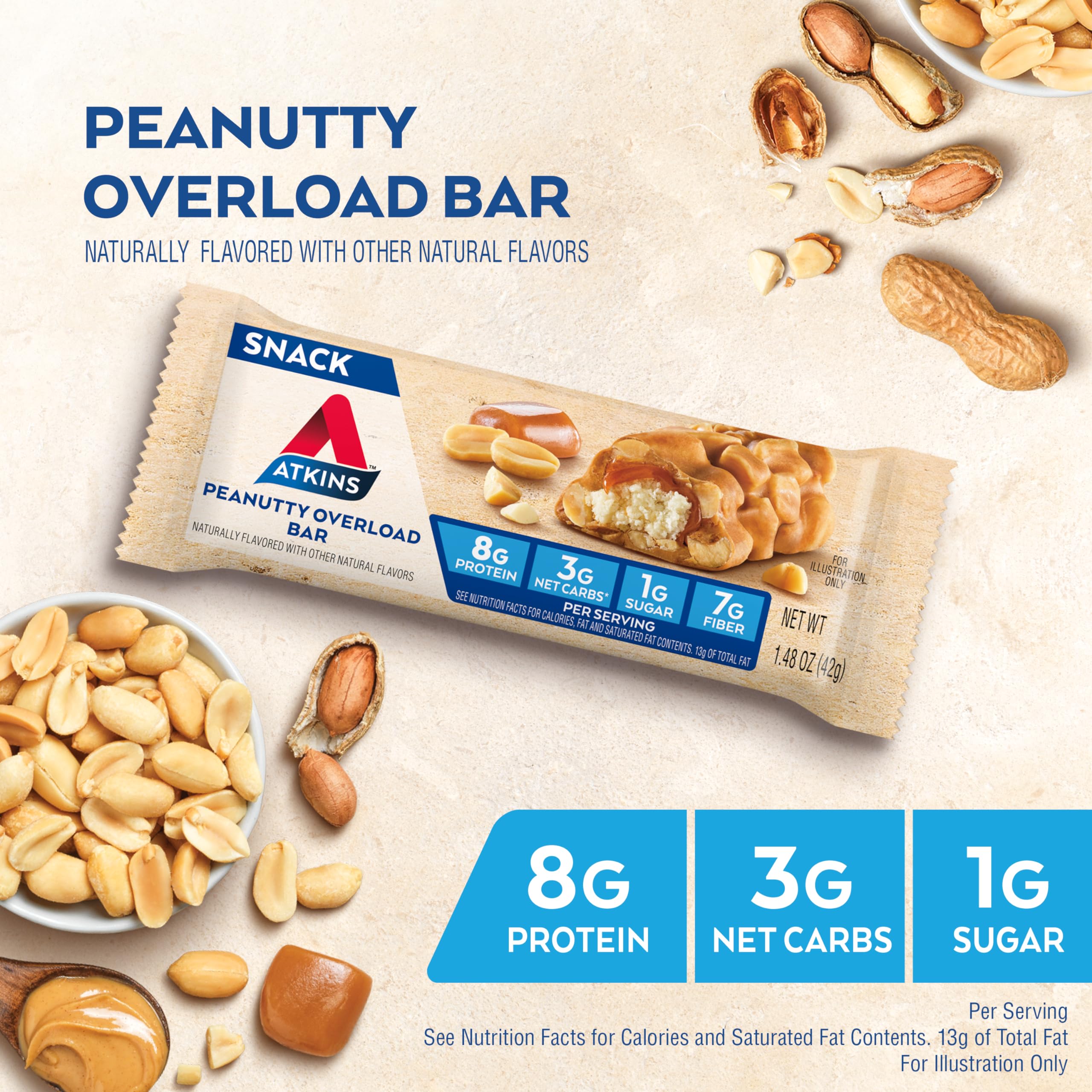 Atkins Peanutty Overload bar showing vanilla core inside.