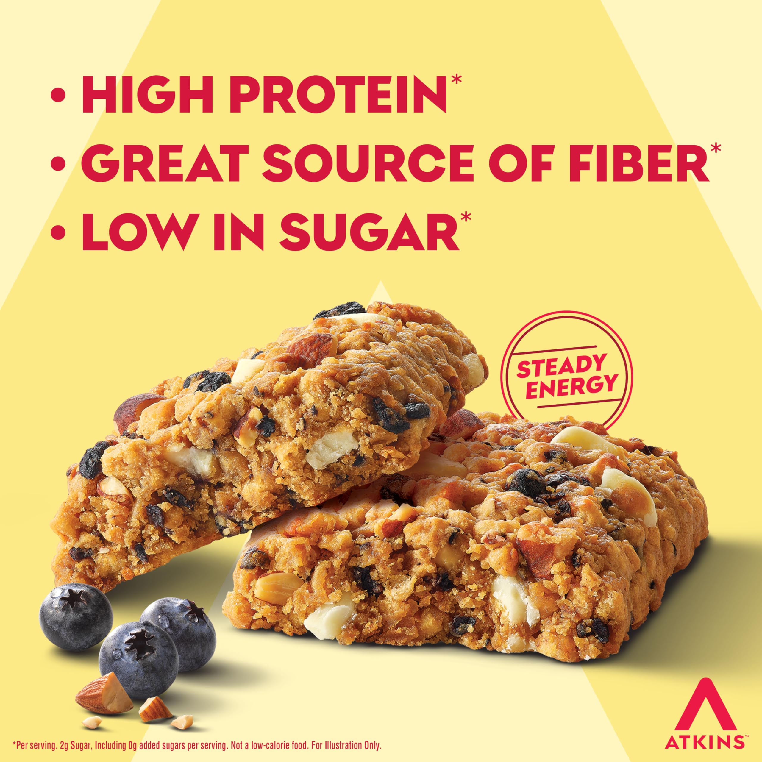 Atkins Soft Baked Blueberry Bar serving on plate for quick energy.