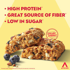 Atkins Soft Baked Blueberry Bar serving on plate for quick energy.