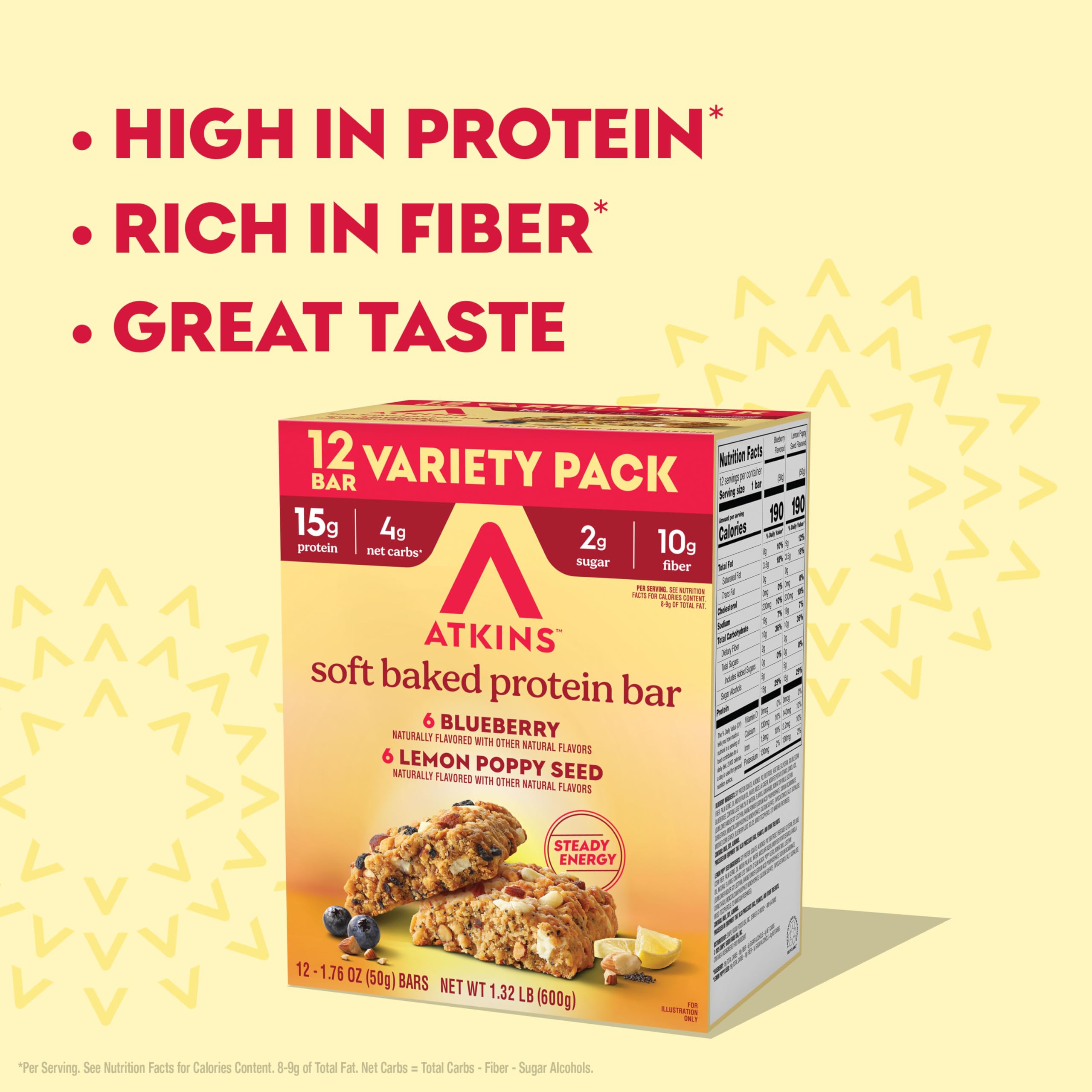 Atkins bar on the go, convenient resealable package.