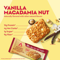 Atkins Vanilla Macadamia Nut bar pack for convenient on-the-go fueling
