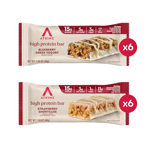 Atkins Strawberry Shortcake Bar front-pack image; keto-friendly flavor for quick fueling