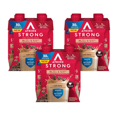 Atkins Strong Café Latte Shake bottle front for on-the-go protein