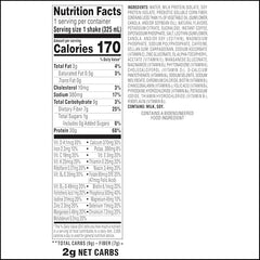 Atkins Strong Café Latte Shake nutrition label close-up shows 30g protein
