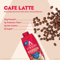 Atkins Strong Café Latte Shake being poured into a glass