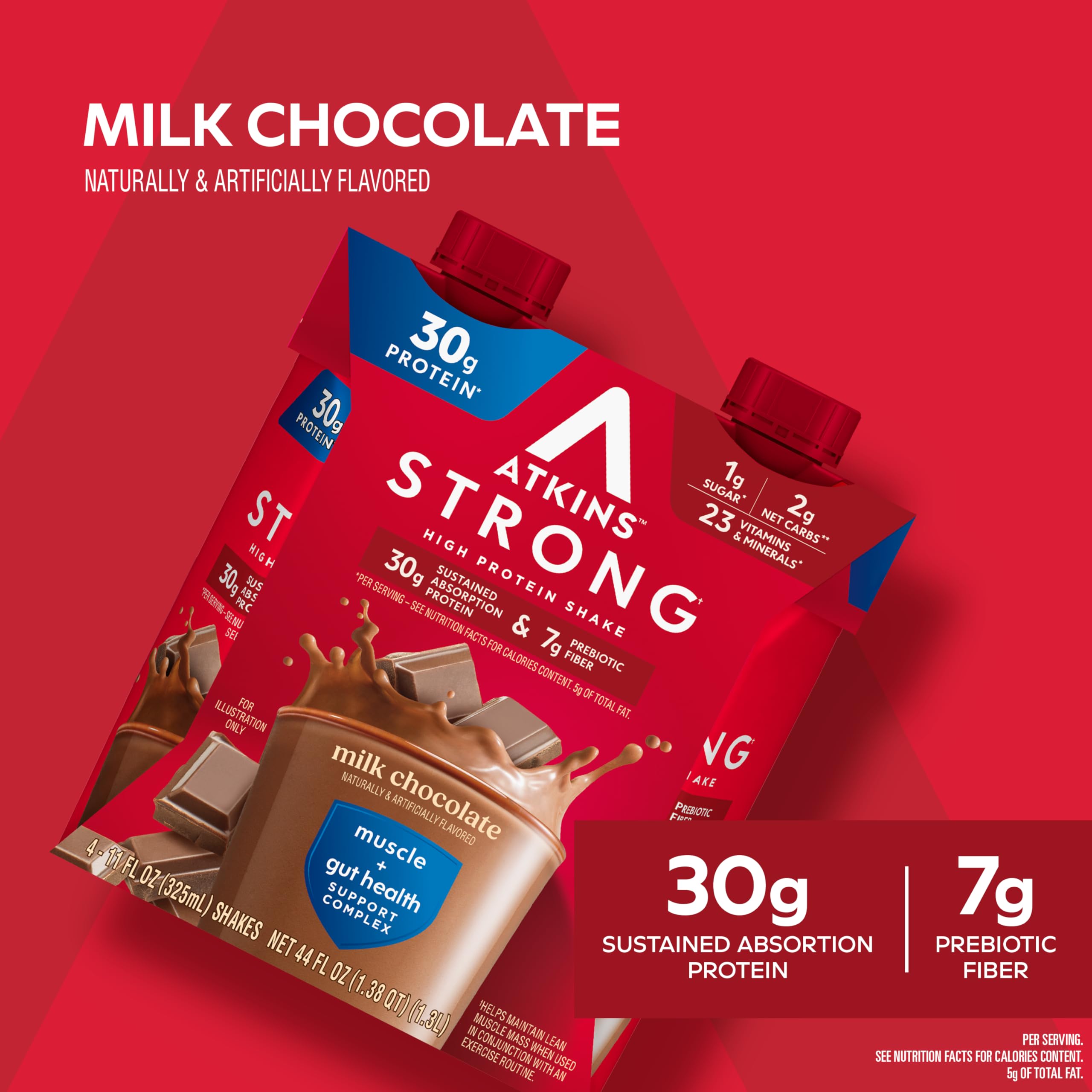 Atkins Strong protein shake closeup highlighting creamy texture