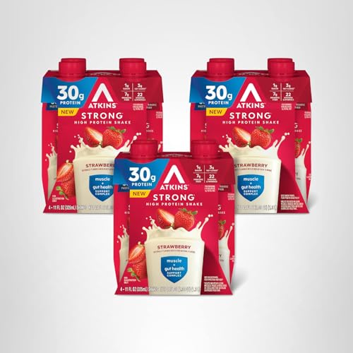 On-the-go 11 oz carton of Atkins Strong Shake ideal for busy days.