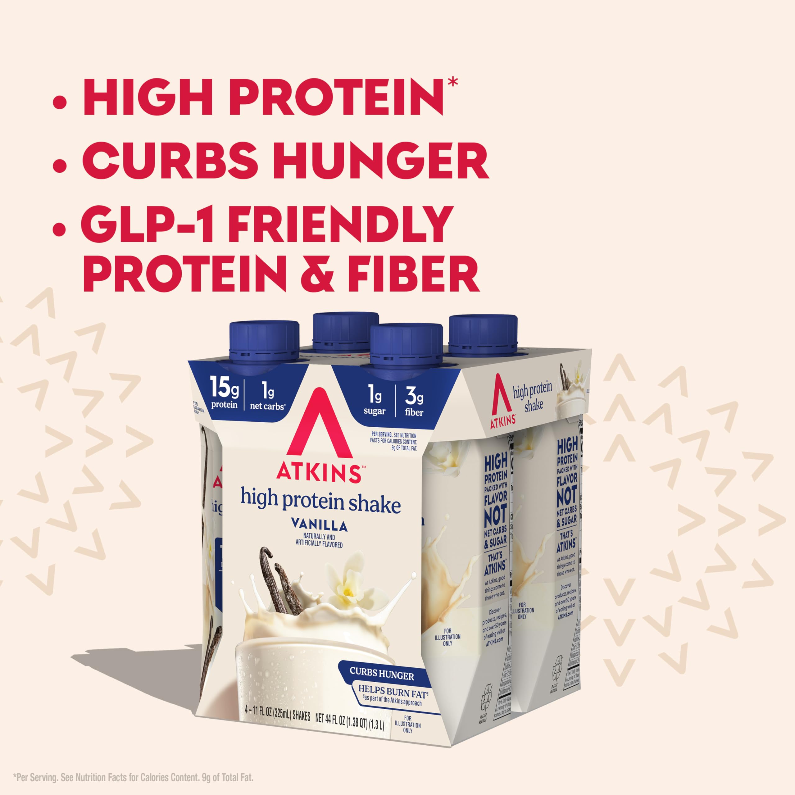 Atkins Vanilla High Protein Shake on kitchen counter ready for breakfast