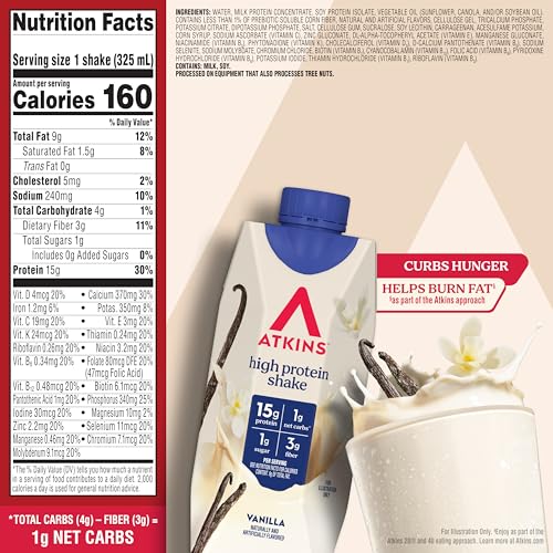 Atkins Vanilla High Protein Shake glass with vanilla flavor for a morning ritual