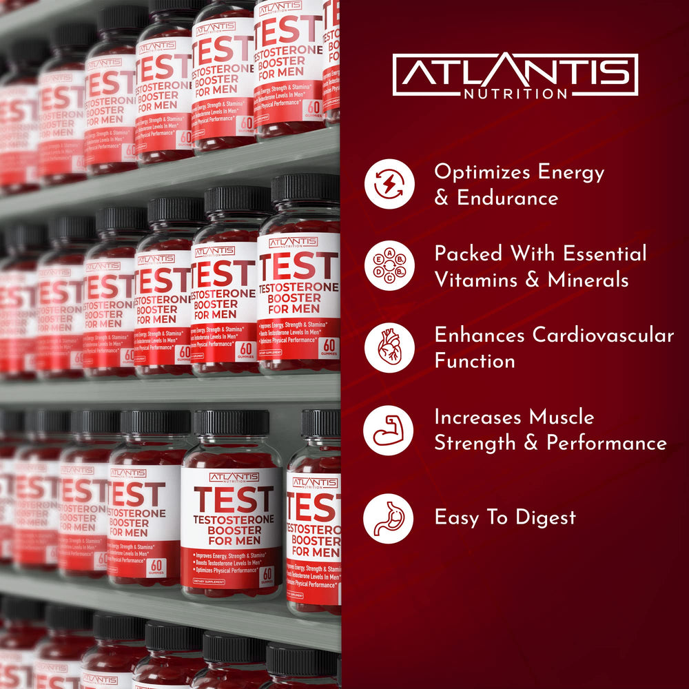 Atlantis Nutrition gummies back of pack highlighting ingredients and servings.