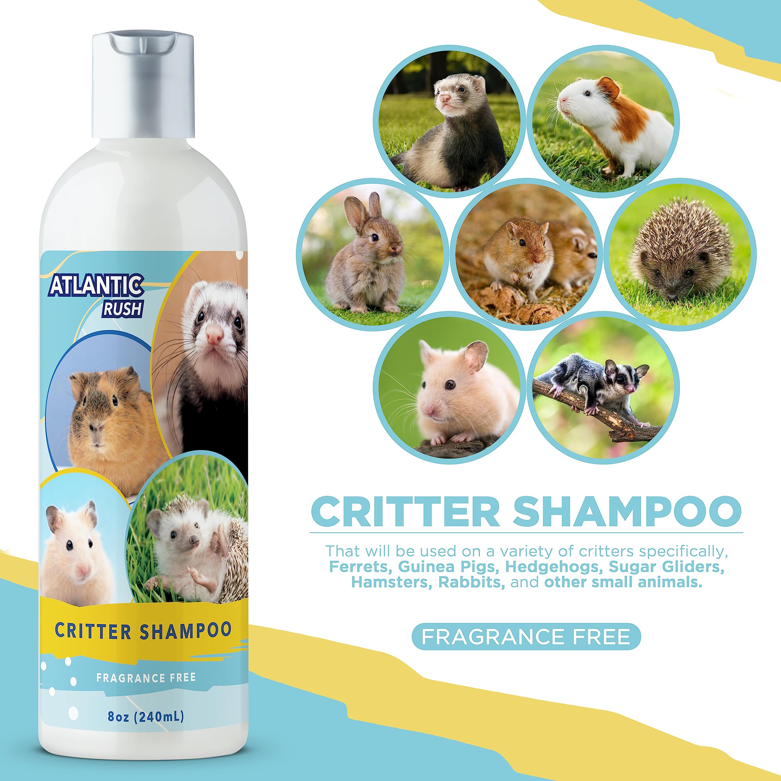 Atlantic Rush Critter Shampoo easy-rinse helps reduce residue for smoother coats.