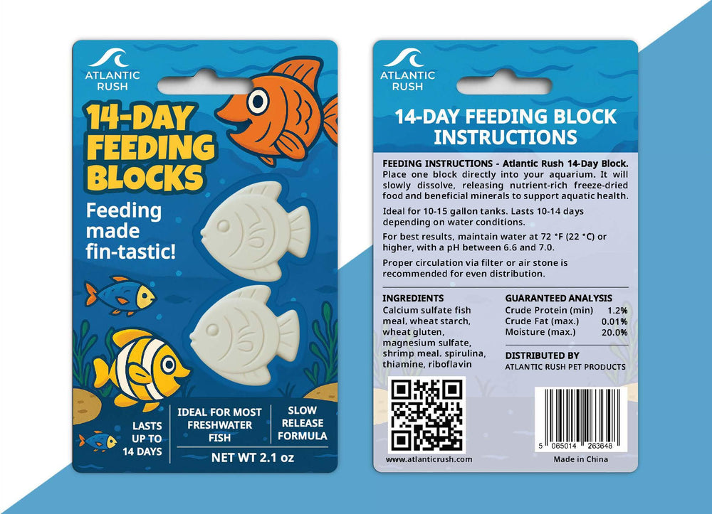 Atlantic Rush vacation feeder block packaging displays convenient 2-pack for travel