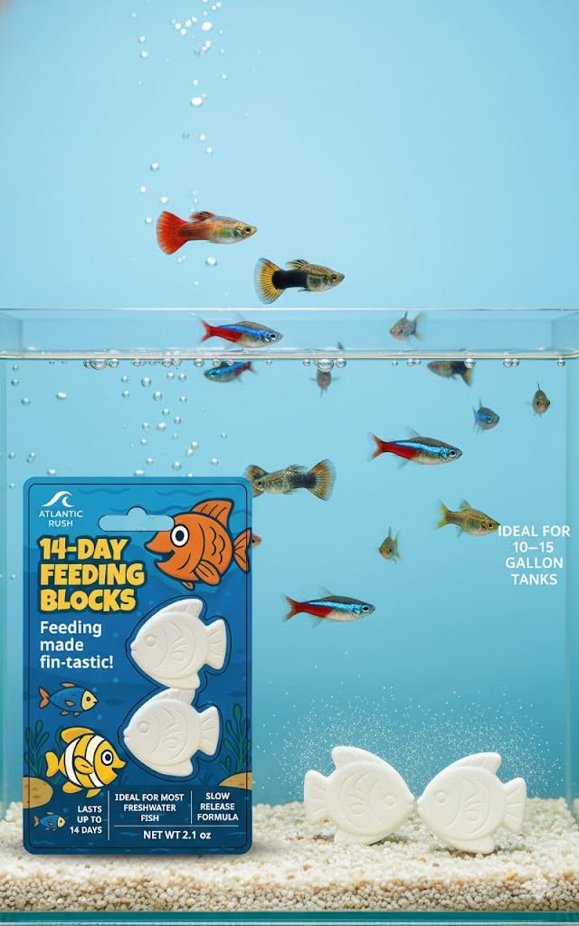 Atlantic Rush vacation feeder block helps maintain water quality between feeds